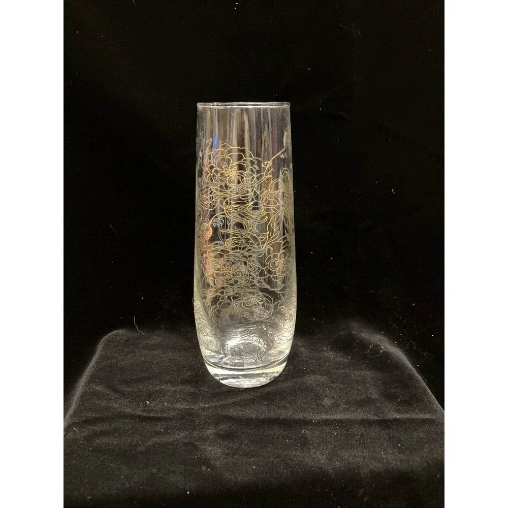 Stemless Champagne Flute Gold Gilded Rose Bouquet Wine Glass Vase Replacement